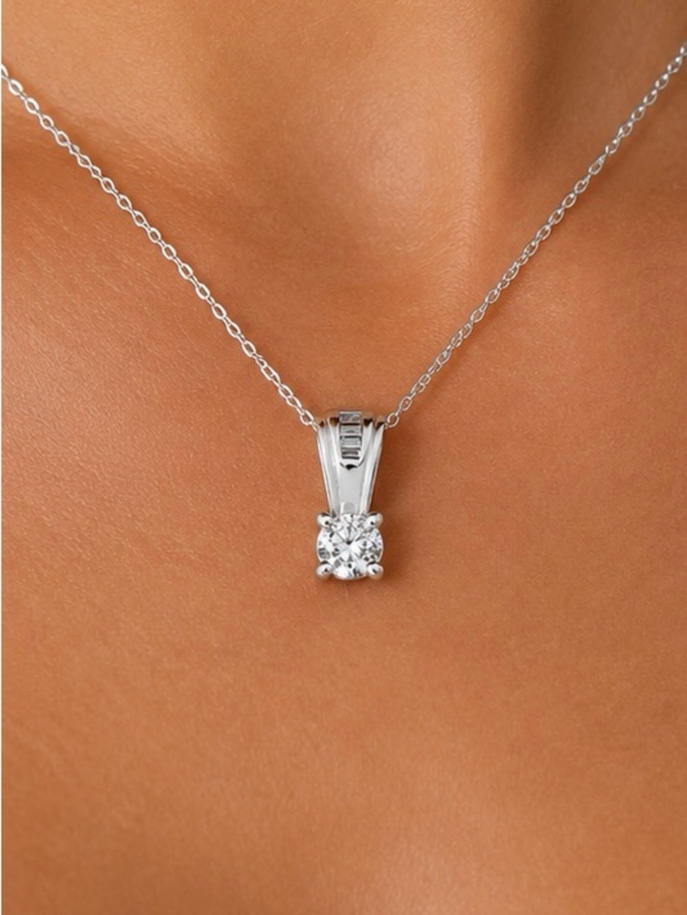 Solid 10K White Gold Natural Diamond Drop Pendant 0.30ctw 5-Stone LOVE Stamped